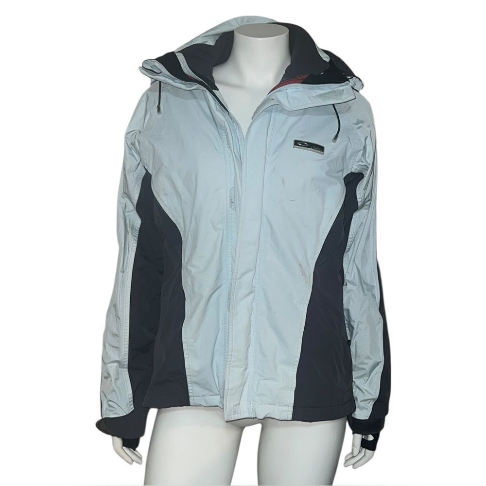 Oakley Womens 3 in 1 Parka Jacket w/ Fleece Vest Hood Light Blue Gray Medium EUC